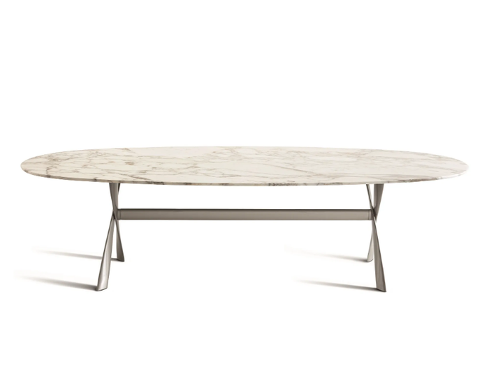 GATWICK - Oval marble table with aluminium legs _ Molteni & C.